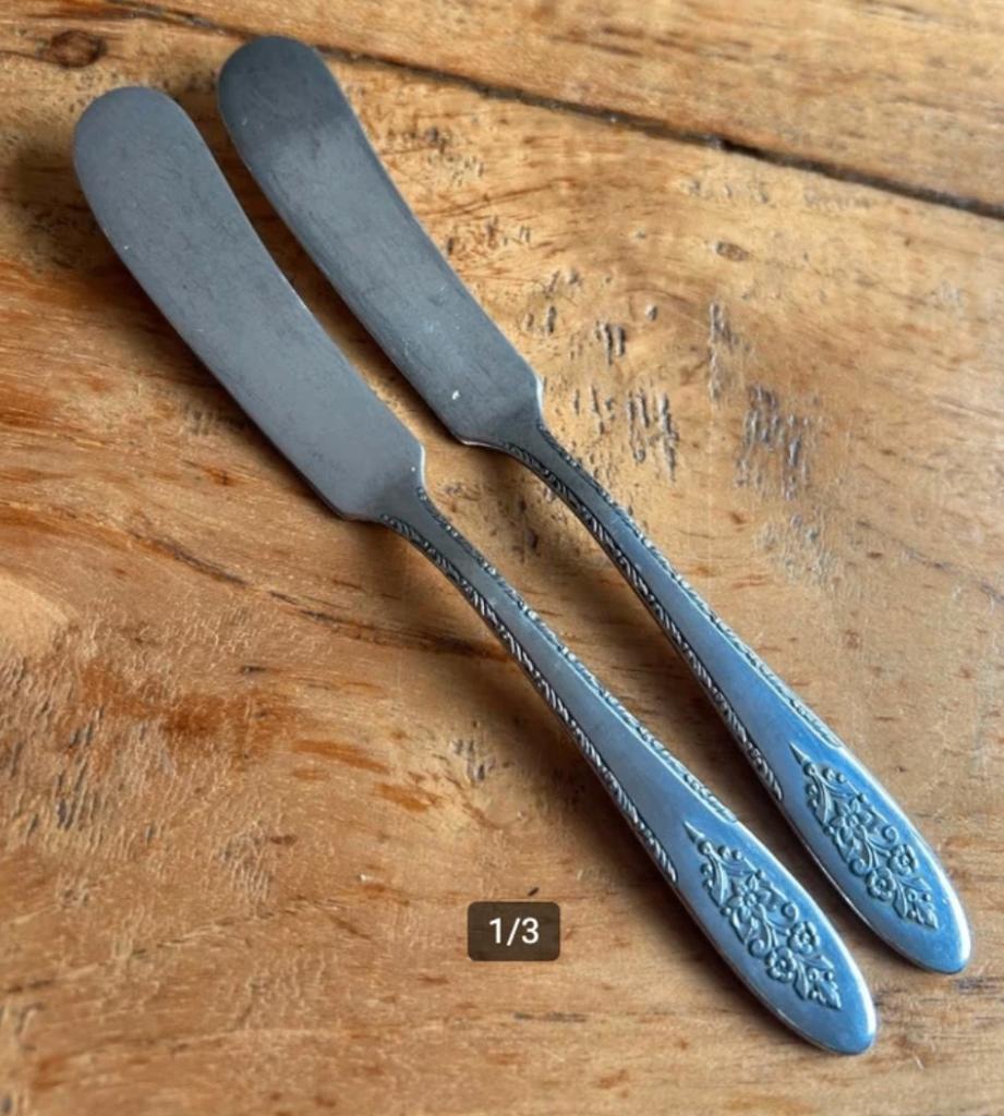 2 Verzilverde Botermesjes, Antiek en Kunst, Ophalen of Verzenden