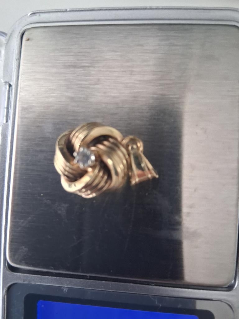 mooie gouden hanger met diamandje, Ophalen, Zo goed als nieuw, Met edelsteen, Goud