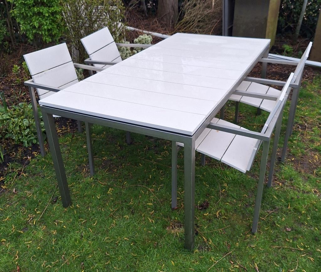 Tribu rvs tuinset, Tuin en Terras, Ophalen, 4 zitplaatsen, Gebruikt, Rvs