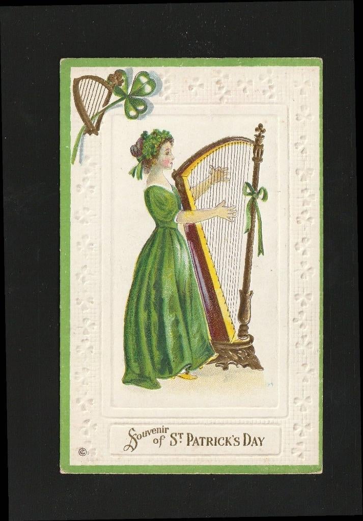 De harpspeelster reliëfkaart, Verzenden, 1920 tot 1940, Ongelopen, Overige thema's