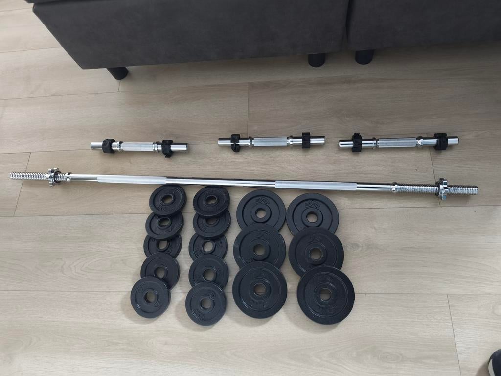 Decathlon domyos 28mm halters schijven dumbells, Sport en Fitness, Fitnessmaterialen, Ophalen, Zo goed als nieuw, Benen, Halterset