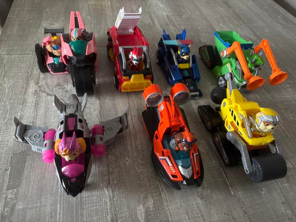 7 Paw Patrol wagens met licht en geluid, Ophalen, Gebruikt, Jongen of Meisje