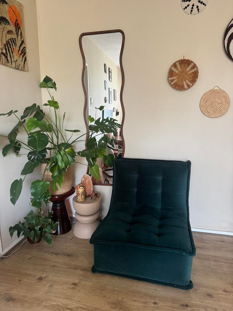 Fauteuil stoel togo velvet groen, Eenpersoons, 75 tot 100 cm, Ophalen of Verzenden, Zo goed als nieuw