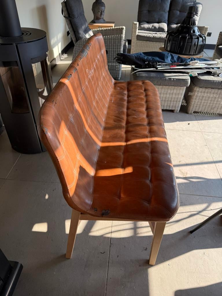 Bankje 160cm, Huis en Inrichting, Stoelen, Ophalen, Gebruikt, Grijs, Eén