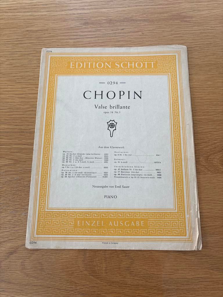 Chopin - Valse brillante opus 34 Nr. 1 - Pianomuziek, Muziek en Instrumenten, Bladmuziek, Gebruikt, Klassiek, Ophalen of Verzenden