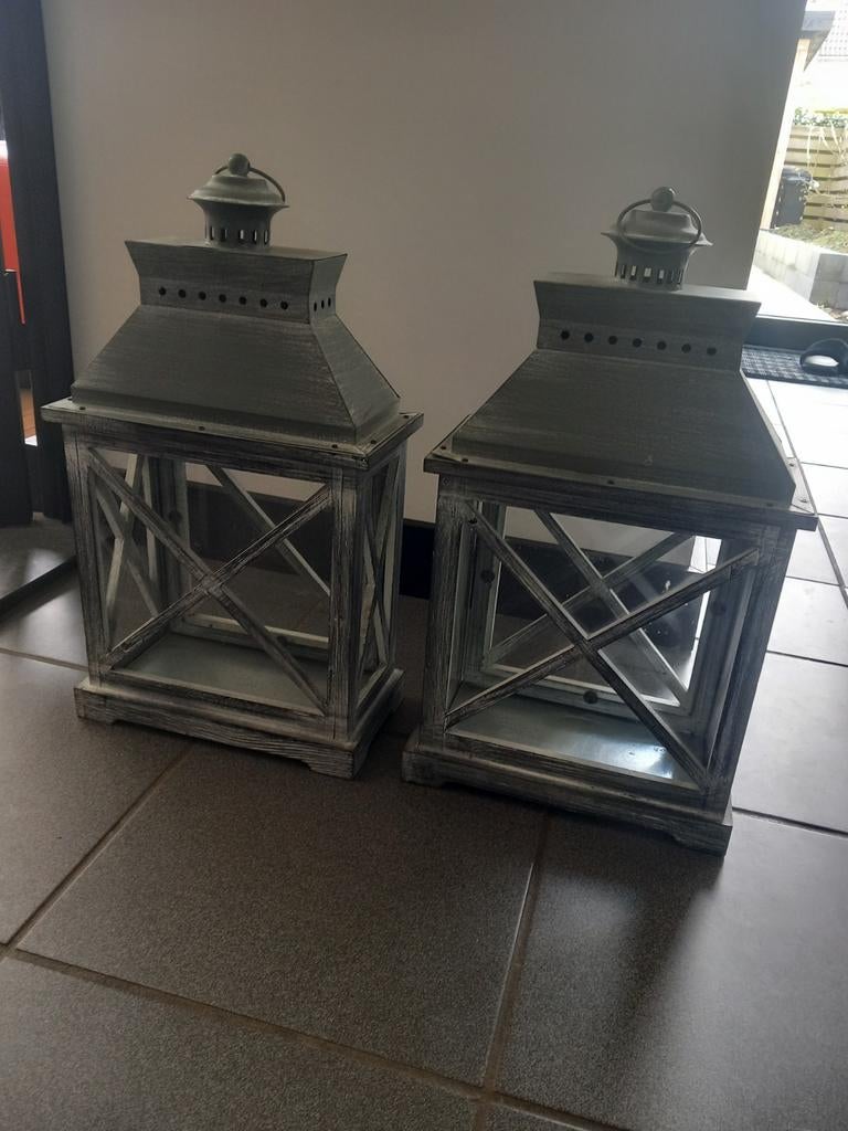 Grijze windlichten, Ophalen of Verzenden, Overige materialen, Minder dan 25 cm