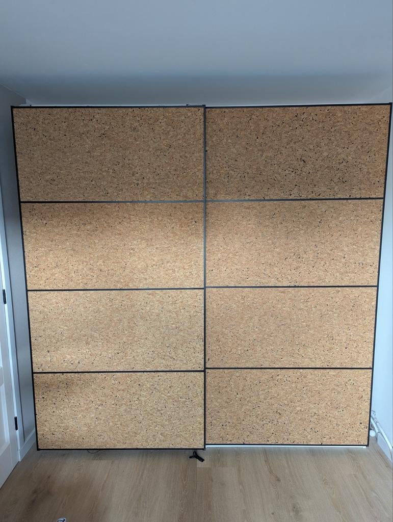 Schuifdeuren voor Pax kast - 201x100 cm (kurk-look), Huis en Inrichting, Kasten | Kledingkasten, Ophalen, Overige materialen, Gebruikt