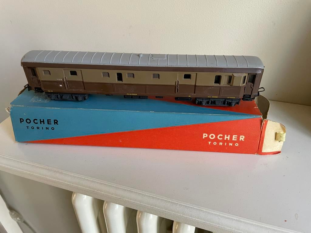 Pocher Torino FS bagagerijtuig H0 bruin-isabella, Hobby en Vrije tijd, Modeltreinen | H0, Overige merken, Gelijkstroom, Wagon