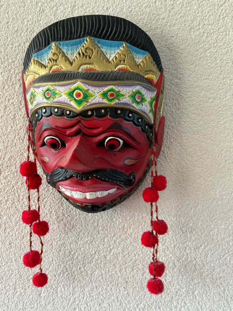Handgesneden Indonesisch houten masker, Antiek en Kunst, Ophalen of Verzenden