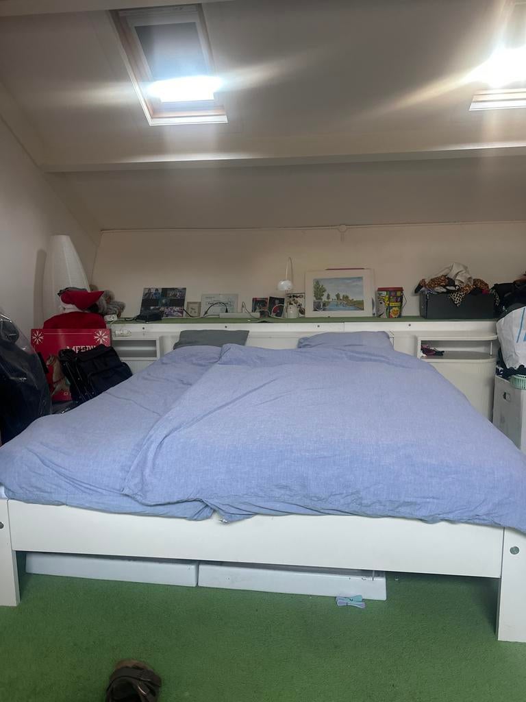 Auping Auronde bed wit 160x190 cm met matrassen en spiralen, Ophalen, Wit, Tweepersoons, 190 cm of minder