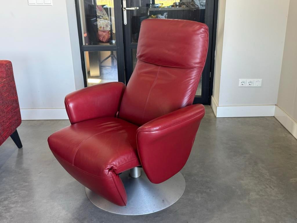 Leolux relax fauteuil rood leer. In nette gebruikte staat!, Ophalen, Leolux, Leolux jori pode gelderland, Leer