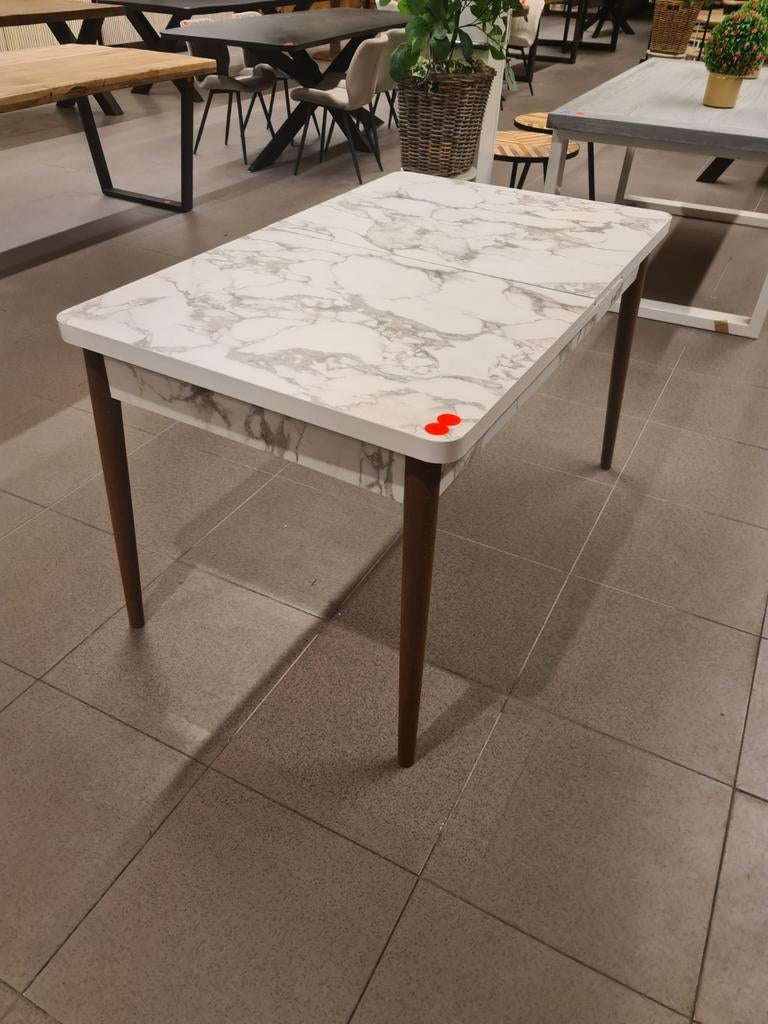 Nieuwe eettafel uitschuifbaar 130cm-170cm marmer look €165, Ophalen, ., Nieuw, .