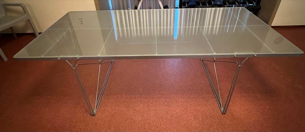 Niels Gammelgaard Moment glazen eettafel. Ikea jaren 80., Ophalen, Gebruikt, 200 cm of meer, 50 tot 100 cm