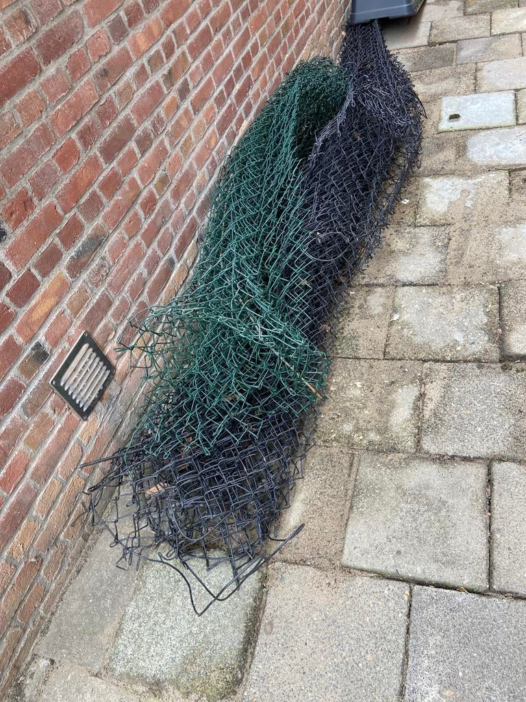 Gebruikt gaashekwerk met palen en bevestigingsmateriaal, Tuin en Terras, Tuinhekken en Hekwerk, Gebruikt, Gaashekwerk, IJzer, Ophalen