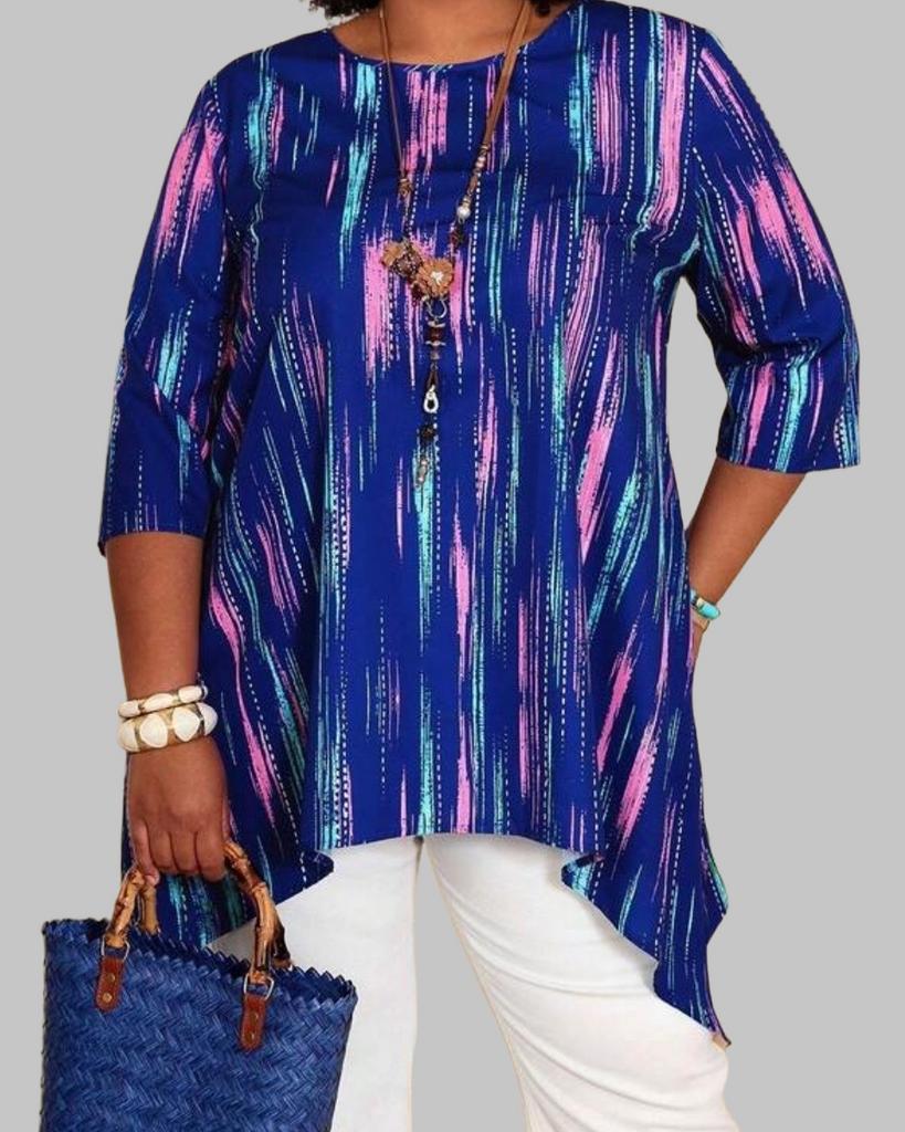 Tuniek Top met Abstracte Print (46-54), Verzenden, Nieuw, Blauw, Blouse of Tuniek