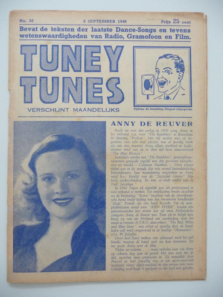 Vintage tijdschrift TUNEY TUNES - No.32 van 6 september 1946, Ophalen of Verzenden, 1940 tot 1960, Nederland, Tijdschrift