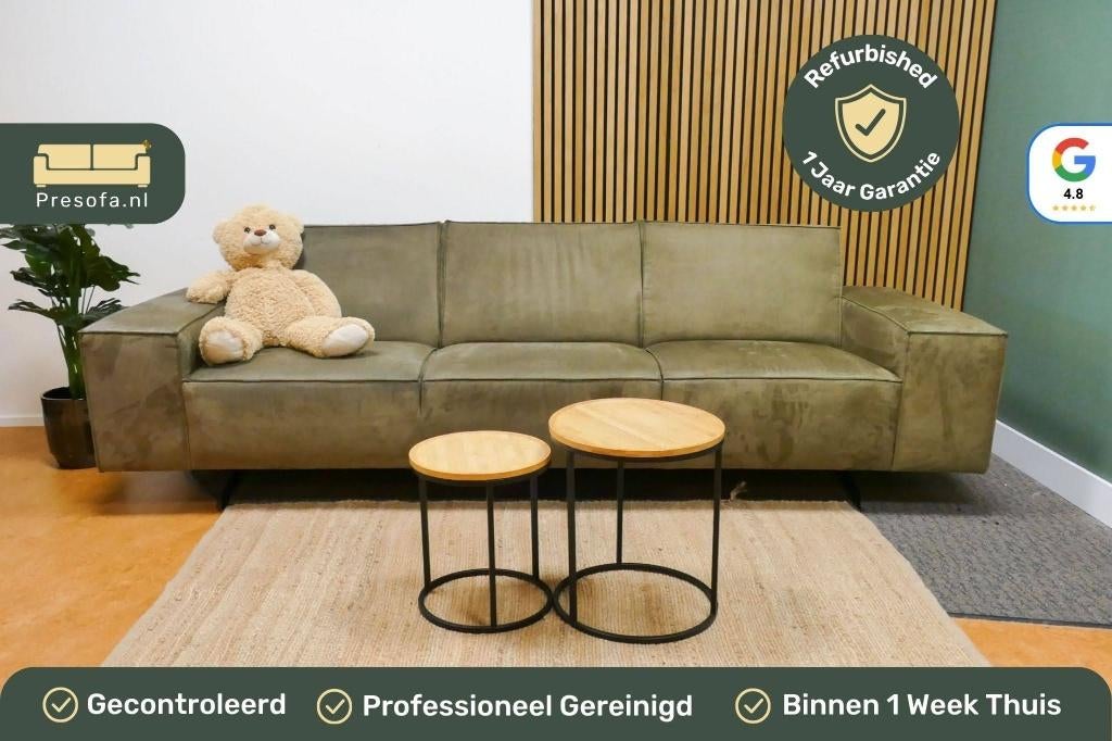 Montel 4 Zits Bank Microvezel Groen [Refurbished], 250 tot 300 cm, Gebruikt, -, -