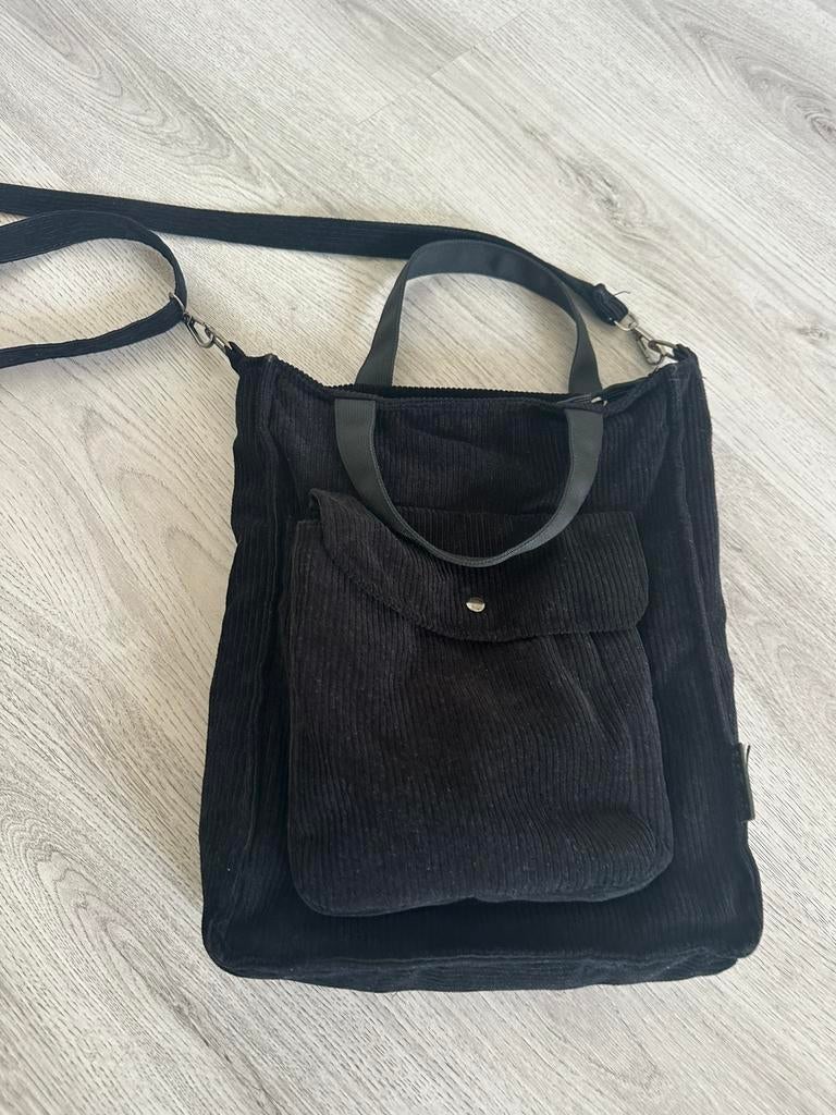 Boutiekje zwarte draagtas velvet suede stof met ritssluiting, Ophalen of Verzenden, Zo goed als nieuw, Zwart, Shopper