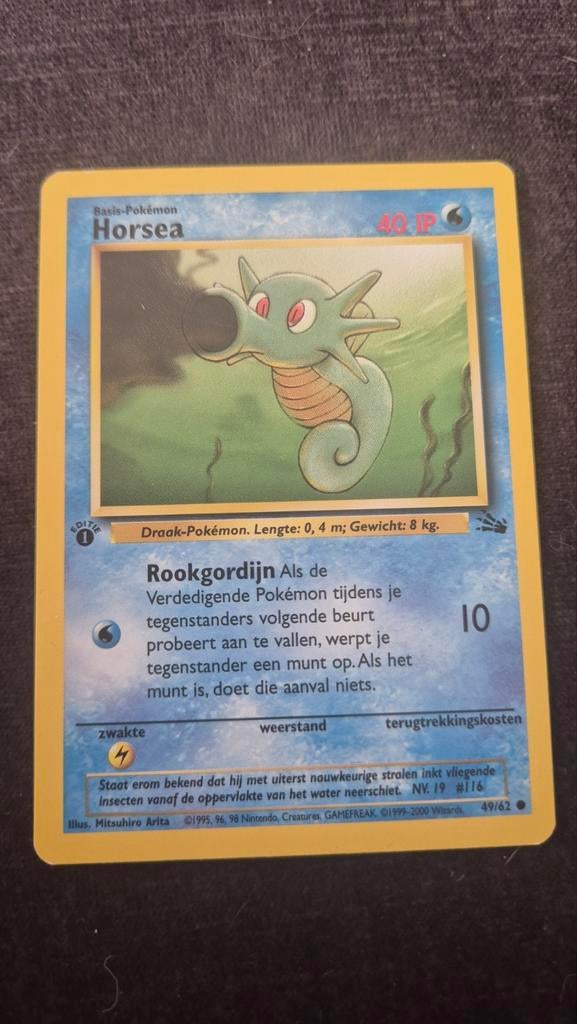 Pokémon Horsea Basis-Pokémon Kaart 49/62, Ophalen of Verzenden, Gebruikt, Losse kaart