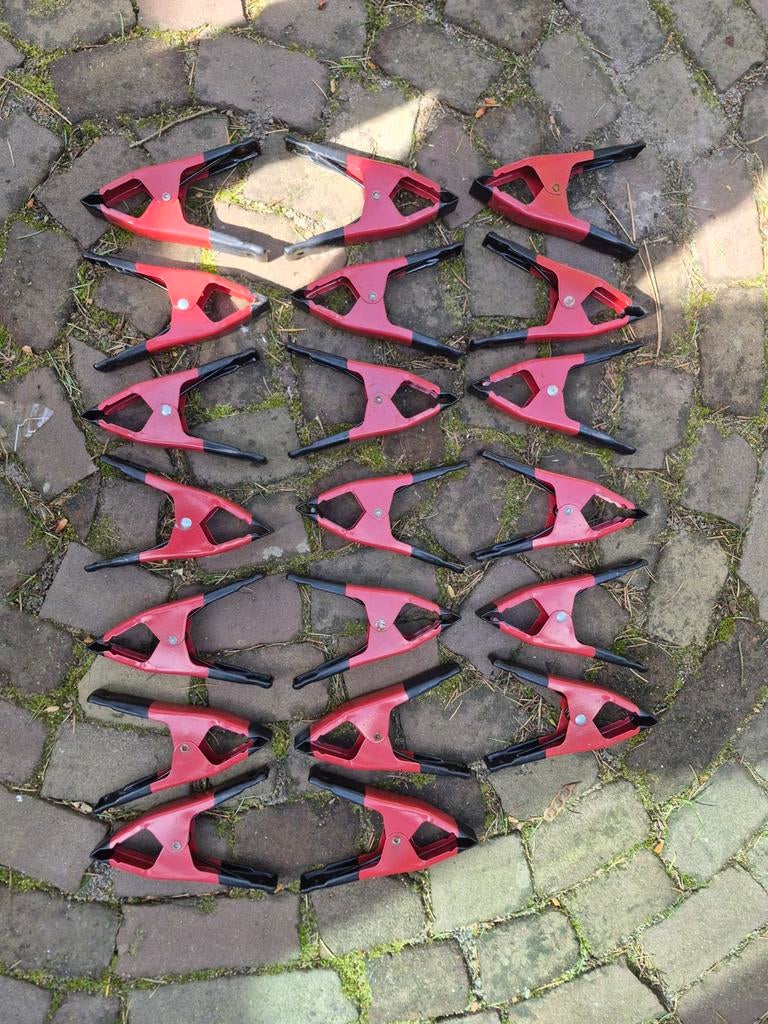 20x Zeilklem 15cm rood met beschermdoppen, Doe-het-zelf en Verbouw, Gereedschap | Handgereedschap, Ophalen of Verzenden, Gebruikt