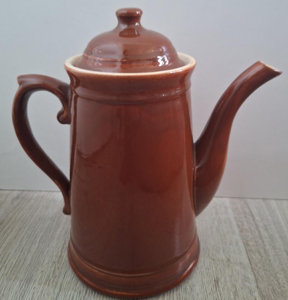 Vintage aardewerk bruine koffiepot van Tellurite België, Antiek en Kunst, Antiek | Keramiek en Aardewerk, Ophalen of Verzenden