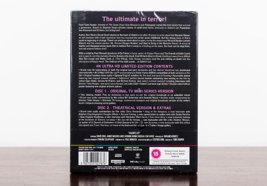 Salem's Lot 4K UHD Blu-Ray Box Set (UK Import) Arrow, Horror, -, Ophalen of Verzenden, Arrow