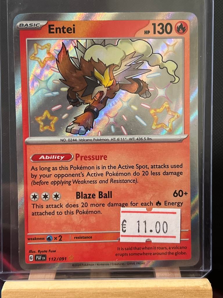 Pokémon Entei 112/091 Holo Foil Kaart - Zo goed als nieuw, Ophalen of Verzenden, Zo goed als nieuw, Losse kaart, Foil