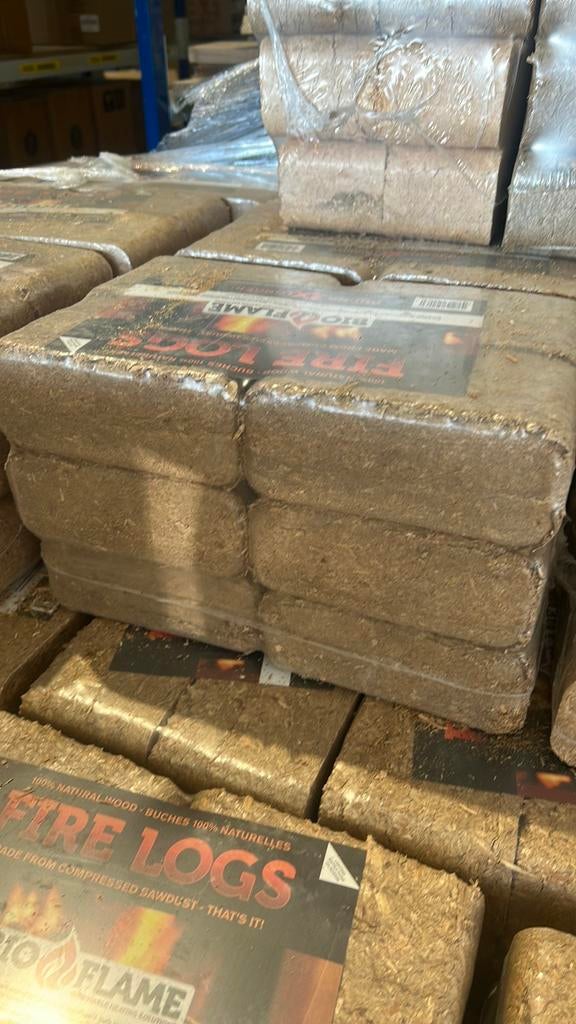 NIEUW - fire logs brand haard blokken hout kachel pallet, Ophalen of Verzenden, Zo goed als nieuw, Bakstenen