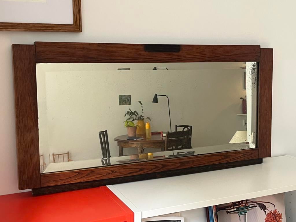 Antique wooden mirror, Ophalen, Rechthoekig, 50 tot 100 cm, Minder dan 100 cm