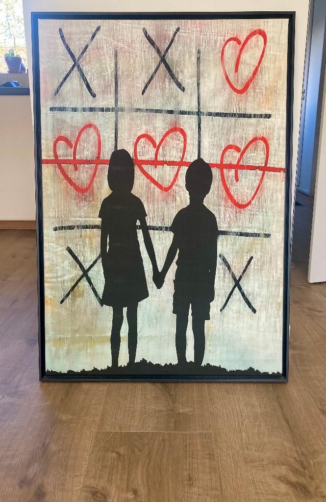 Banksy Broer en zus op canvas, Antiek en Kunst, Kunst | Overige Kunst, Ophalen