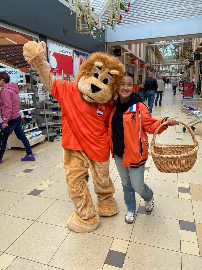 WK Leeuw Mascotte te huur, Hobby en Vrije tijd, Feestartikelen | Verhuur, Ophalen, Zo goed als nieuw, Oranje of Koningsdag