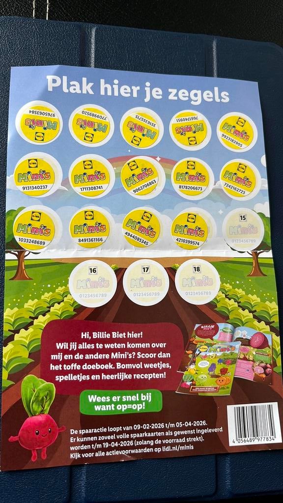 Lidl spaarzegel voor mini’s, Ophalen, Winkel, Super of Benzinepomp, Zegels, Bonnen of Punten