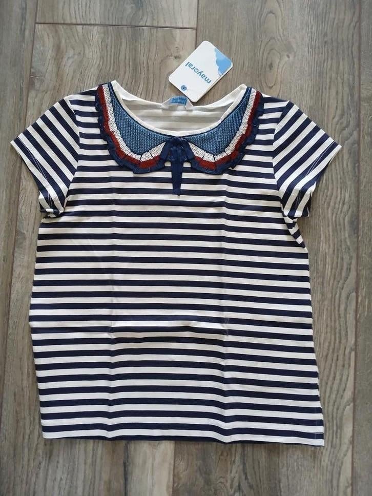 MAYORAL nieuw t shirt rood/wit/blauw 140 tip koningsdag!, Kinderen en Baby's, Mayoral, Meisje, Nieuw, Ophalen of Verzenden