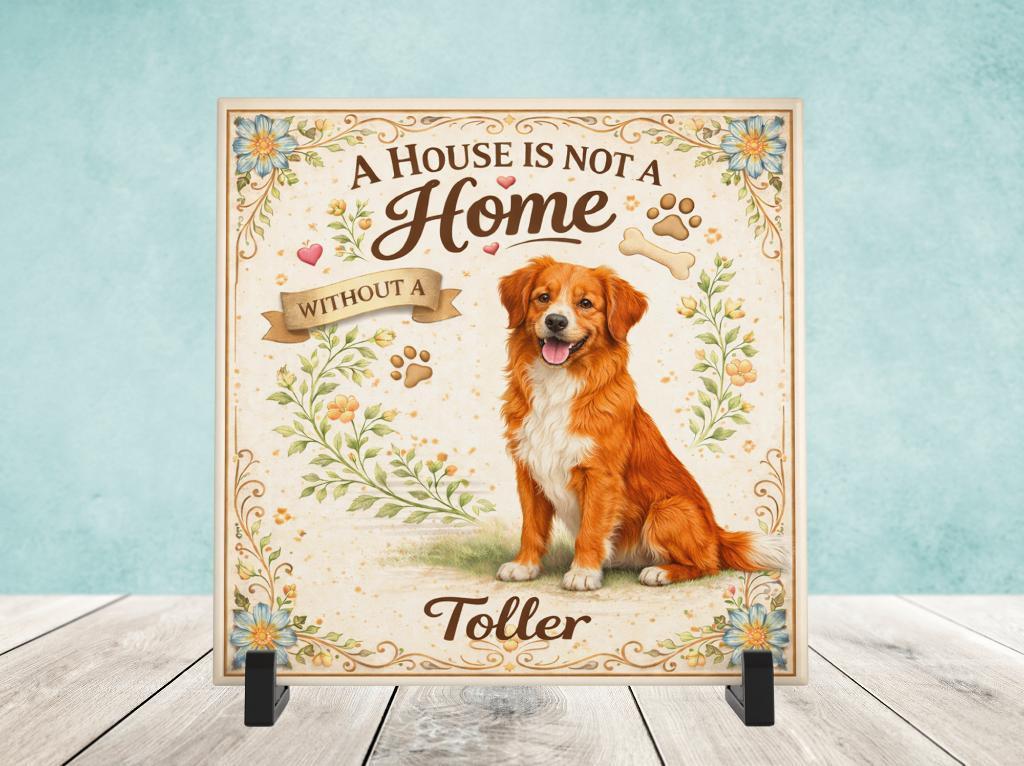 A House is not a Home Without a Toller - Tegel, Huis en Inrichting, Woonaccessoires | Tekstborden en Spreuken, Nieuw, Verzenden