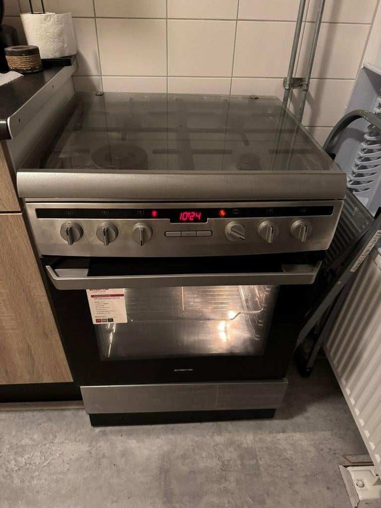Inventum VFG6034WGRVS Gasfornuis met oven - RVS - 4 pits, Gebruikt, 60 cm of meer, Gas, Vrijstaand