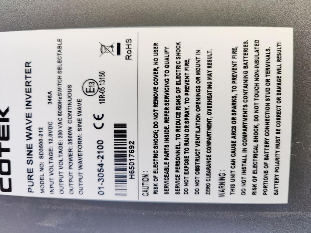 Puur Sinus Omvormer 12V 3500W, Ophalen of Verzenden