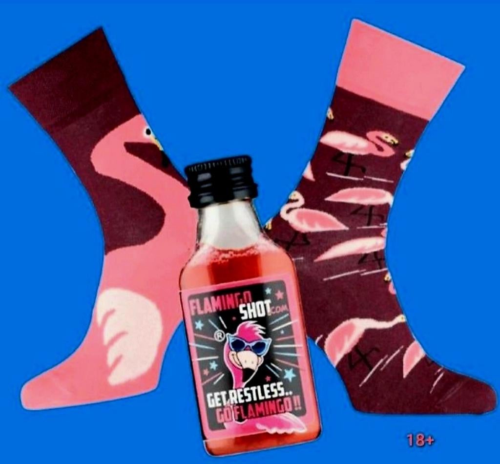 FLAMINGO SOKKEN + SHOTJE FLAMINGO, Ophalen of Verzenden, Nieuw