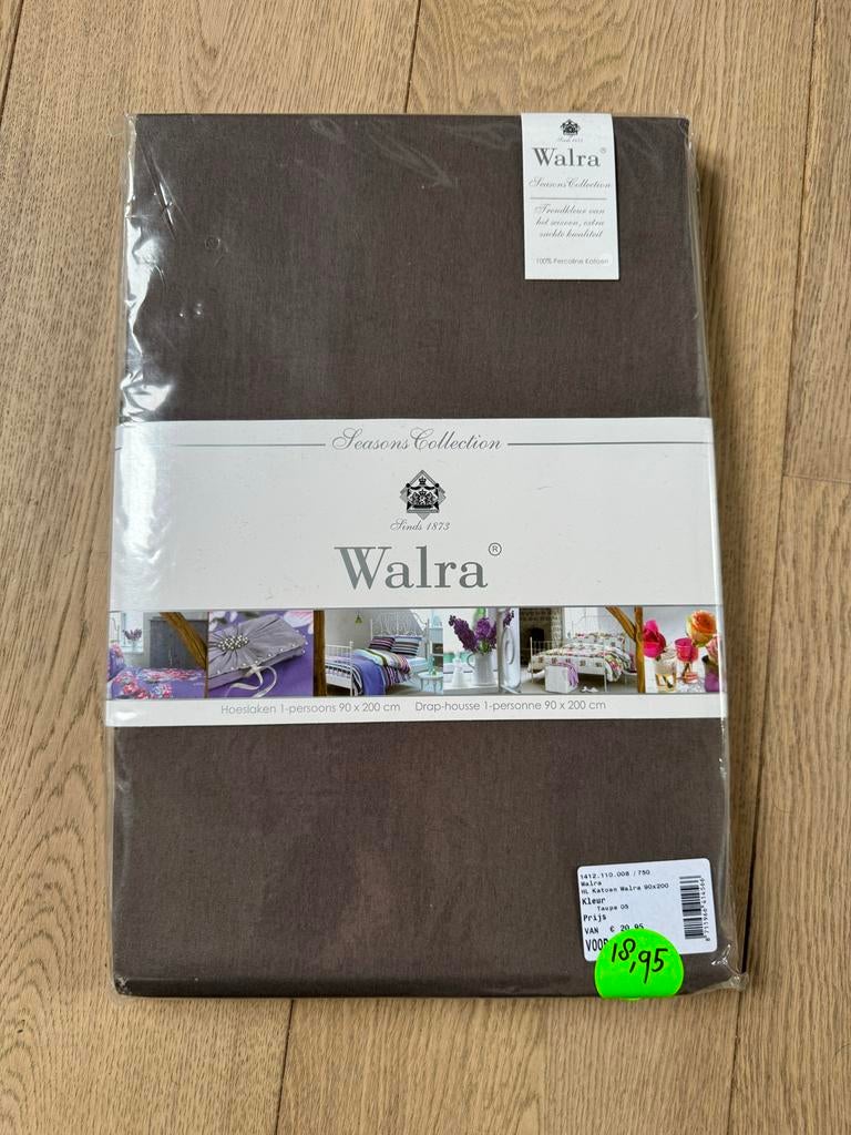 Walra Hoeslaken 1-persoons 90x200 cm - Taupe, Eenpersoons, Bruin, Hoeslaken of Sloop, Nieuw