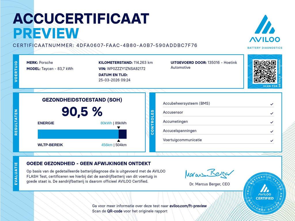 Porsche Taycan Sport Turismo GTS 93 kWh | 90,5% SOH | BTW |, Automaat, Gebruikt, 110 €/maand, Leder en Stof