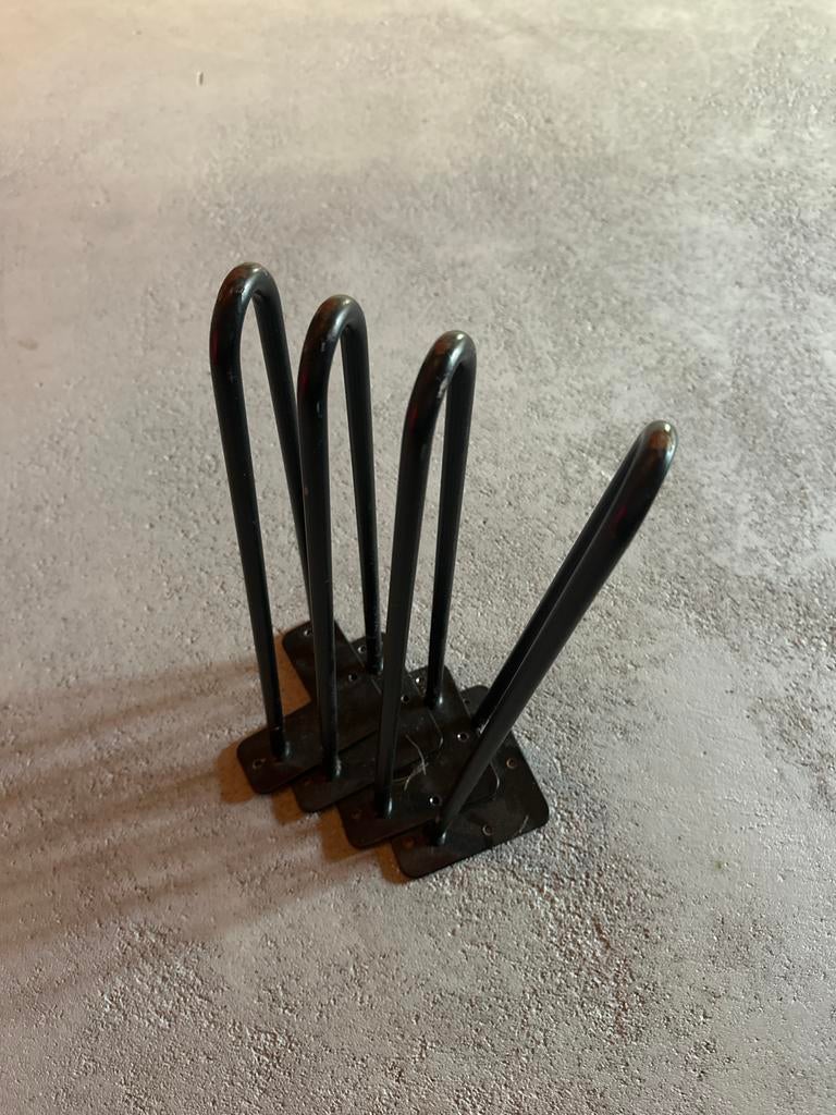 4 zwarte metalen hairpin poten voor salontafel DIY, Ophalen, Nieuw, Metaal, Tafelpoot