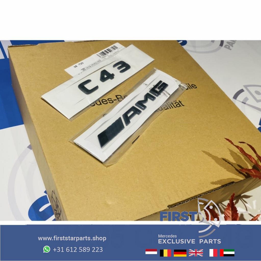 W205 C43 AMG LOGO SET ZWART EMBLEMEN SET Mercedes C KLASSE B, Auto-onderdelen, Gebruikt, -, Ophalen of Verzenden, -