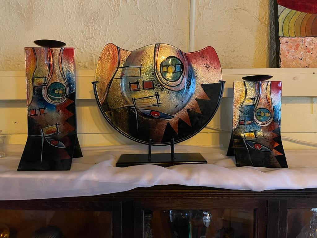 Chic stel van glas, Antiek en Kunst, Antiek | Glas en Kristal, Ophalen of Verzenden