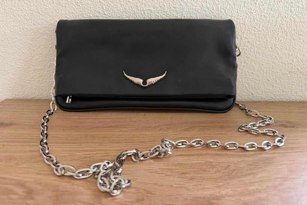 ZADIG & VOLTAIRE Rock Eternal Smooth Leren Schoudertas Zwart, Overige merken, Zwart, Ophalen of Verzenden, Zo goed als nieuw