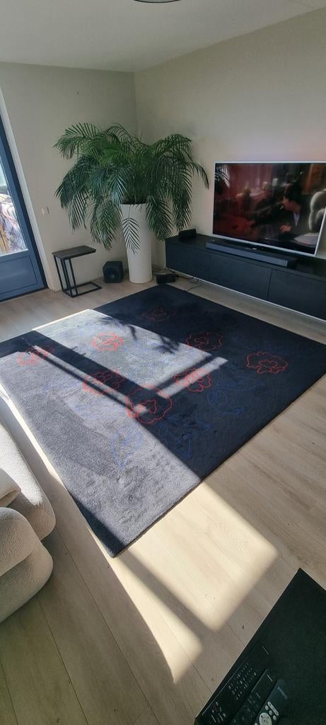 Uniek vintage Kinast design tapijt 250x250, Ophalen, Blauw, 200 cm of meer, Zo goed als nieuw