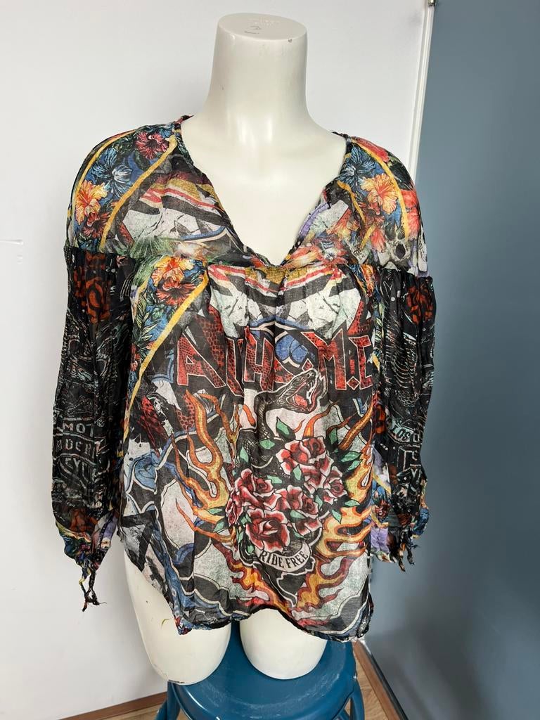 Rude riders zijde viscose doorschijnende top xs ruimvallend, Overige kleuren, Ophalen of Verzenden, Zo goed als nieuw, X