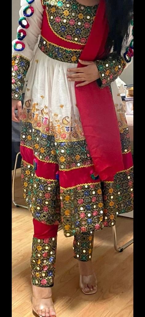 Afghaanse jurk S, Maat 38/40 (M), Ophalen of Verzenden, Gedragen, Rood