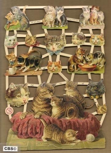 Spelende poezen poezieplaatjes 7301, Ophalen of Verzenden