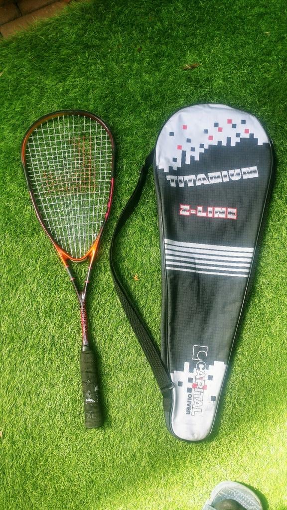 Capital Oliver Titanium 9 Z-line Squashracket Paars-Oranje, Ophalen of Verzenden, Gebruikt, Racket, Met hoes
