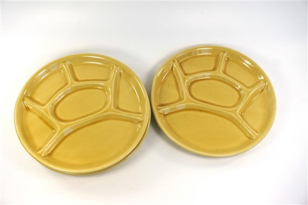 3 Fondue borden geel - Ved. Besio & Figlio, Ophalen of Verzenden, Zo goed als nieuw, Overige stijlen, Aardewerk