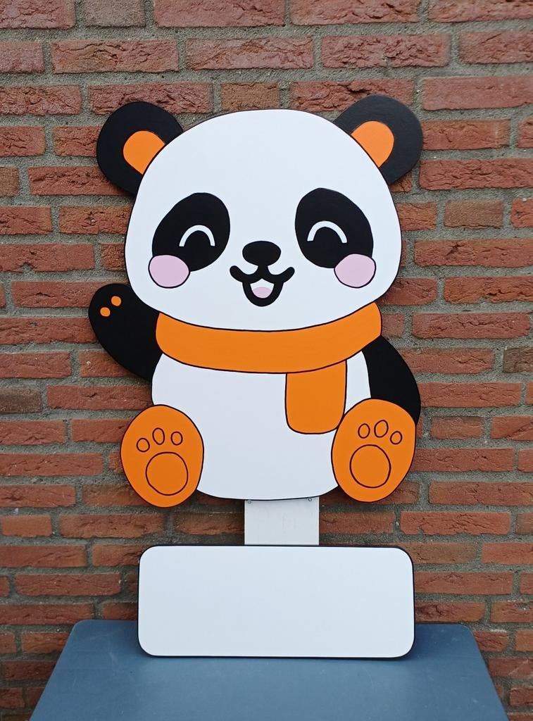 Geboortebord panda inclusief naambord en paal, Ophalen, Nieuw, Geboortebord